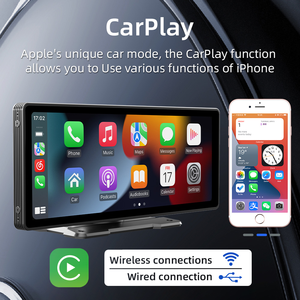 10.26英寸2.5D全触摸便携式无线CarPlay屏幕carplay & 安卓汽车立体后视镜链接汽车DVD播放器