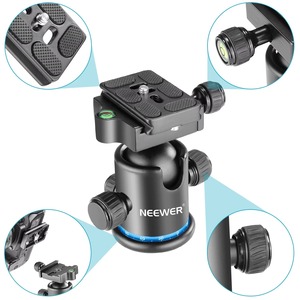 Neewer ขาตั้งกล้องแบบหัวบอล360 ° พาโนรามาโลหะทั้งหมดพร้อมแผ่นปลดเร็วชนิด ARCA 1/4 "สกรู3/8" ตัวยึดเกลียว - Product Image 2