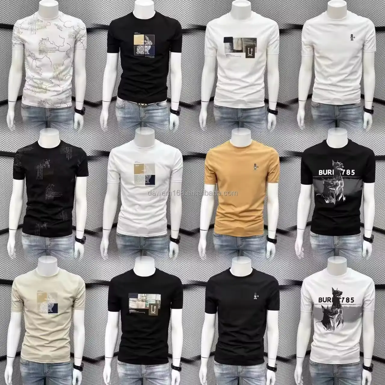 2024 yeni avrupa boyutu moda T-shirt erkek pamuk baskılı yüksek kalite günlük T-shirt