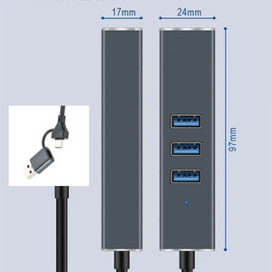 2 in 1 USB C USB 3.0 Gigabit Ethernet adaptörü 3 Port USB 3.0 Hub ile RJ45 dizüstü PC ile uyumlu - Product Image 6
