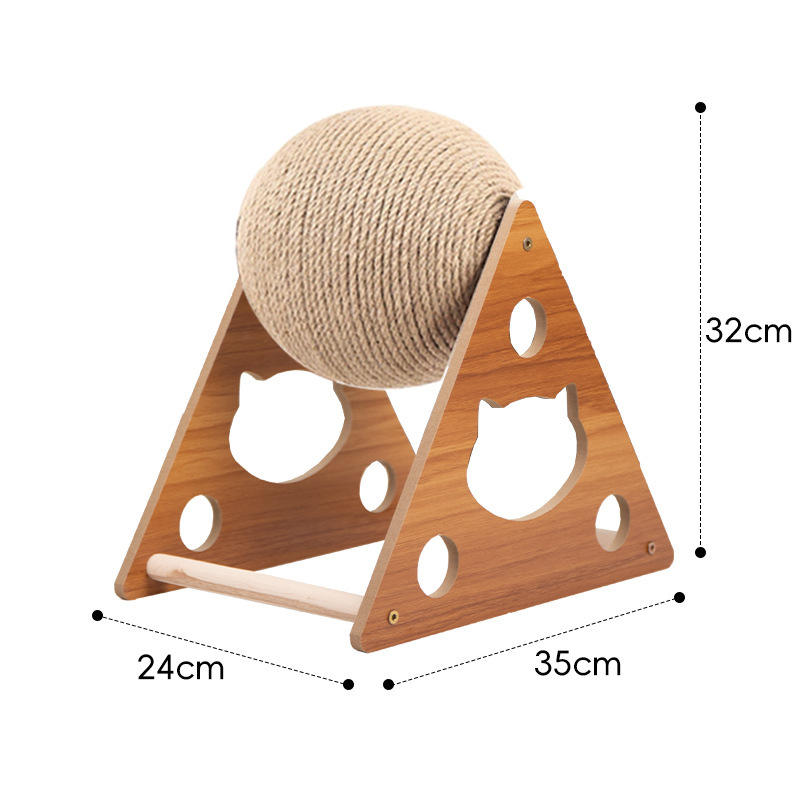 3/XL - Balle à gratter triangulaire pour chat en panneau de fibres de densité moyenne