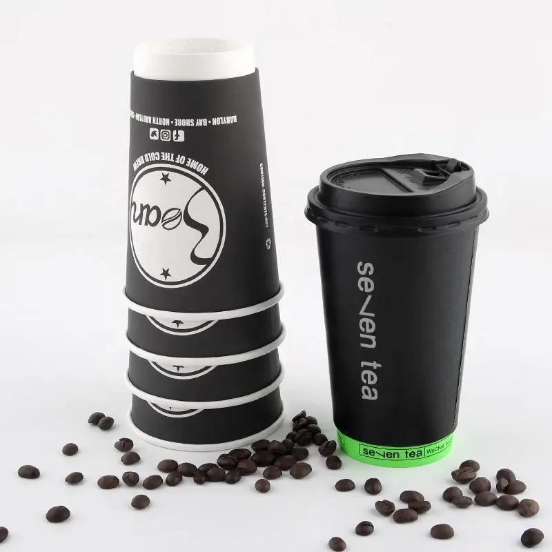 Biyobozunur 12oz kağıt kahve bardağı s geri dönüşümlü sıcak içecekler tek dalgalanma çift duvar tek kullanımlık kağıt kahve bardağı