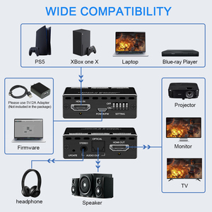 Hdmi分离器，带音频提取器多查看器8k60hz Hdmi2.1开关4合1 Earc 4k60hz Hdmi电弧音频提取器，用于PS 5 - Product Image 2