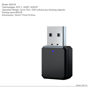 HG Bluetooth-Compatible 5.1 Receiver KN318 USB AUX Dual <strong>Output</strong> Support Handsfree Calling Stereo USB Interface <strong>Audio</strong> Receiver - Product Image 6