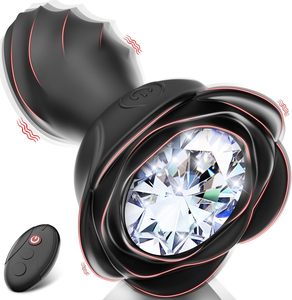 10 Frequencies Vibration Modes Remote Control Diamond Anal Plug Butt Real <strong>Sex</strong> Feel for Couples Product Category Masturbators - Product Image 1