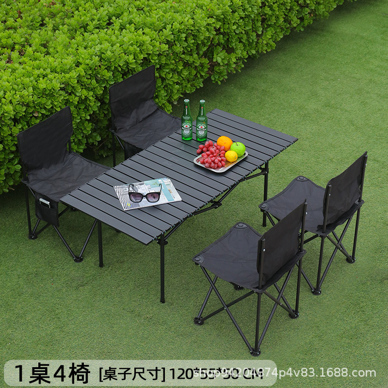 Table allongée noire 120*55*504 chaises