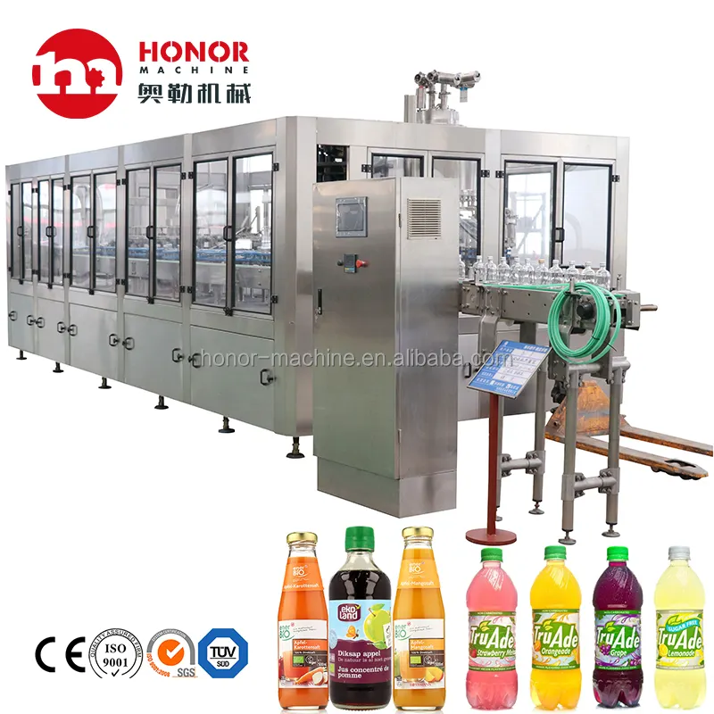 Fruit Juice Beverage Filling Labeling Printing Packing Packaging Machine For Complete Bottling Line