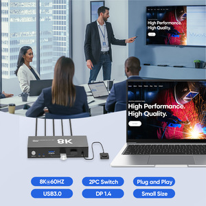 便携式双向USB3.0 DP1.4 8K 4K144Hz 4K60Hz显示端口KVM切换器DP KVM切换器