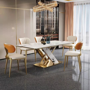 家用家具餐桌套装餐桌椅子8座白色大理石长方形餐桌套装 - Product Image 3