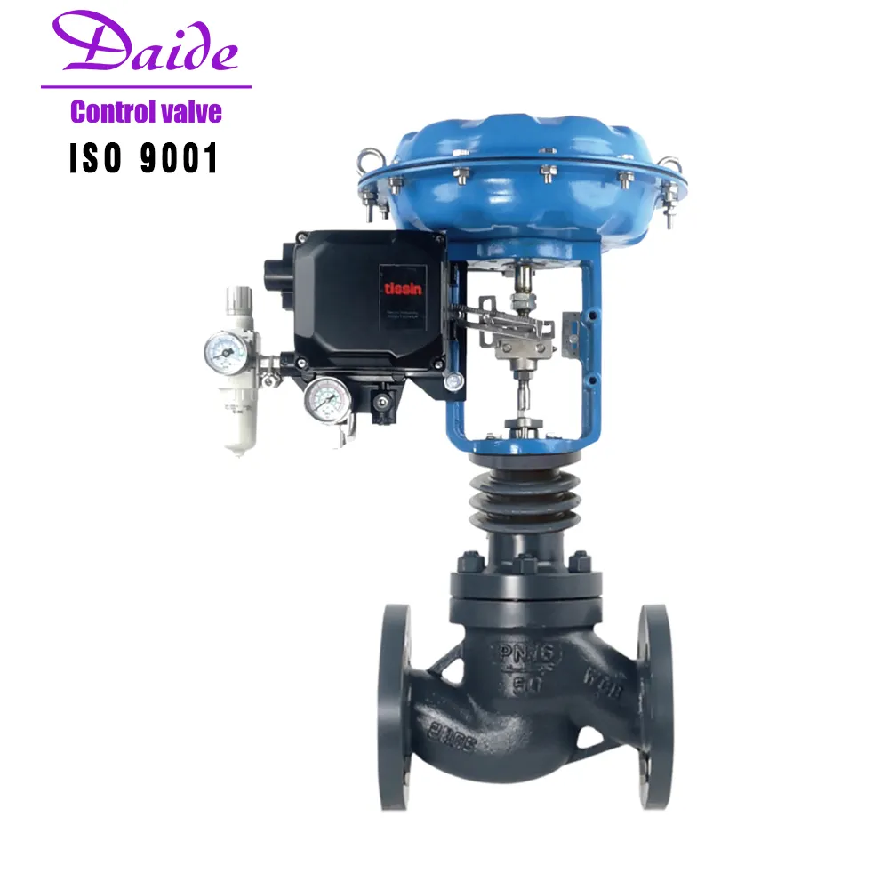 DN65 PN25 PMZ400 Carbon steel Two way Fin bonnet Gas Bolier Flow Regulating valve with Positioner 4-20mA