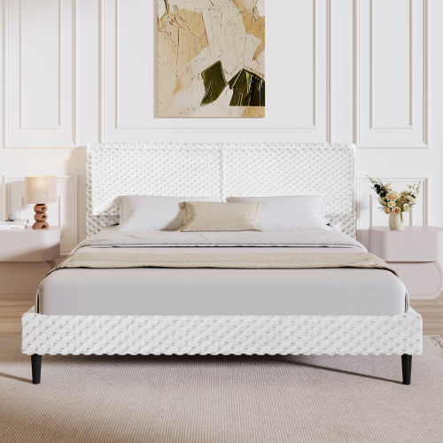 White + Fabric + Wood + Bedroom