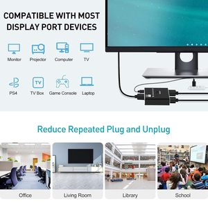 8K60Hz 4K120Hz DP Display Port Splitter Switch Switcher 8K DisplayPort Switch 2 en 1 con control remoto