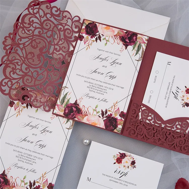 Di lusso carta dell'invito di cerimonia nuziale con il prezzo abbordabile invito carta di nozze invito carta