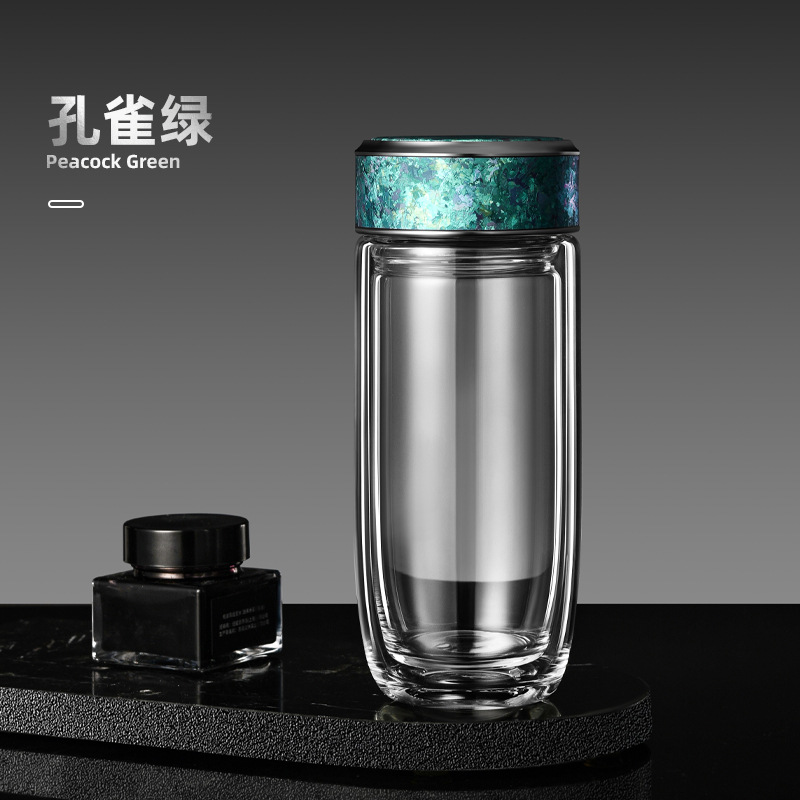 Titanium goose egg glass - peacock green