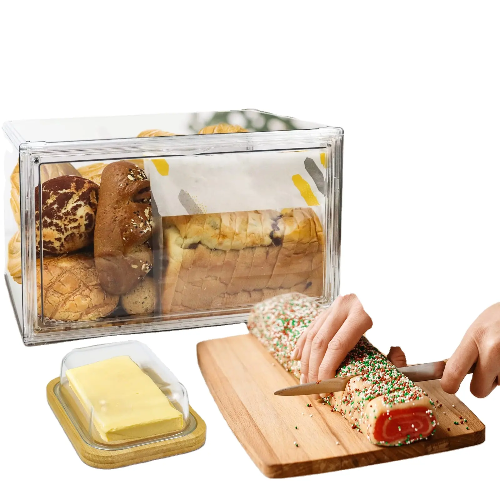 Vitrine de gâteau de haute qualité boîte acrylique transparente boîte de présentation de pain acrylique pour la maison