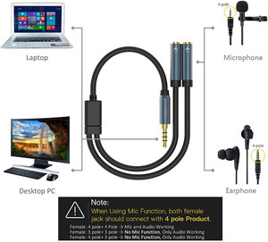Headphone <strong>Splitter</strong> 3.5mm <strong>Audio</strong> Stereo Y <strong>Splitter</strong> Extension Cable Male to Female Dual Headphone Jack Adapter - Product Image 5