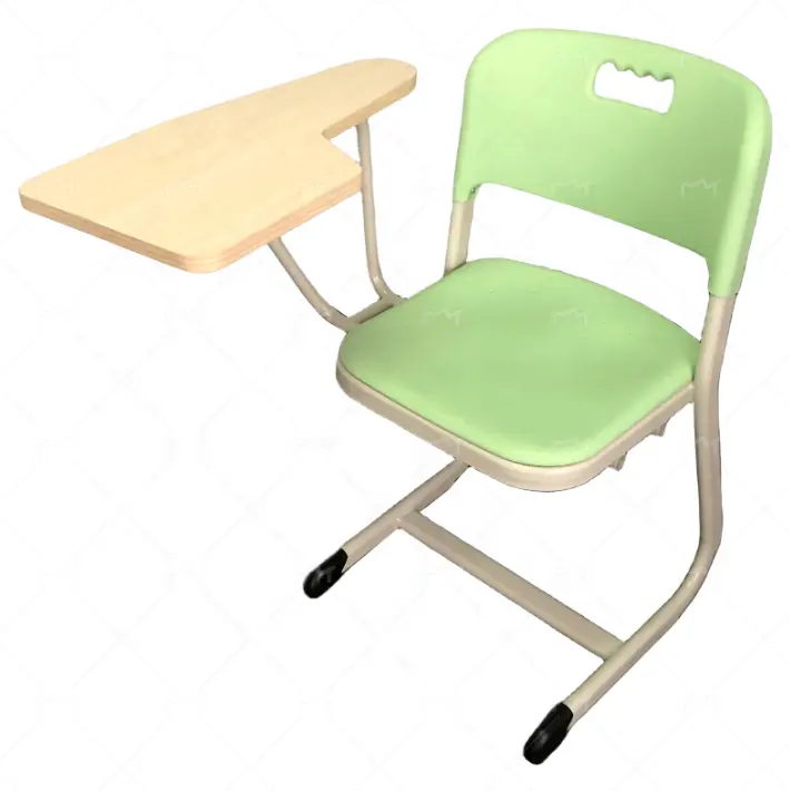 Scrivania e sedia da scuola regolabili in legno e metallo economici con blocco per scrivere