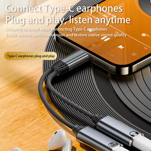 Cable de nailon para auriculares 2 en 1 PD 100W Tipo-c macho a tipo C hembra Cable de datos corto Conector de audio de sonido Hi-Fi para almohadilla de teléfono - Product Image 5