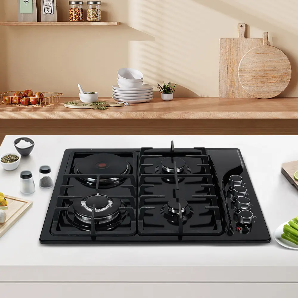 Supplier Wholesale Home Use Combination Gas And Electric Cooktop Kitchen Cooker 4 Burner Stainless Steel Gas Stove