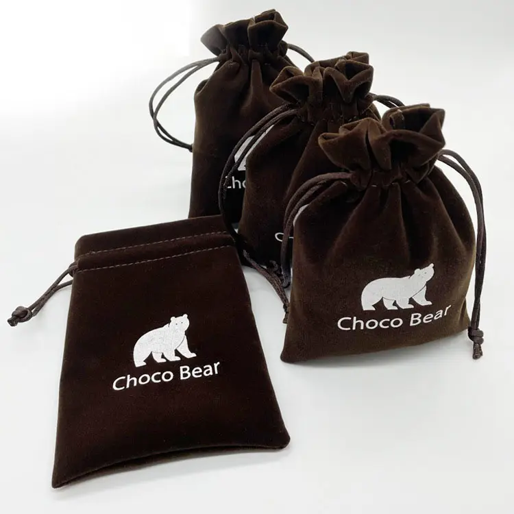 Custom Logo Soft Velvet Pouch Bags Watch Necklace Bracelet Gift Drawstring Jewelry Suede Pouch