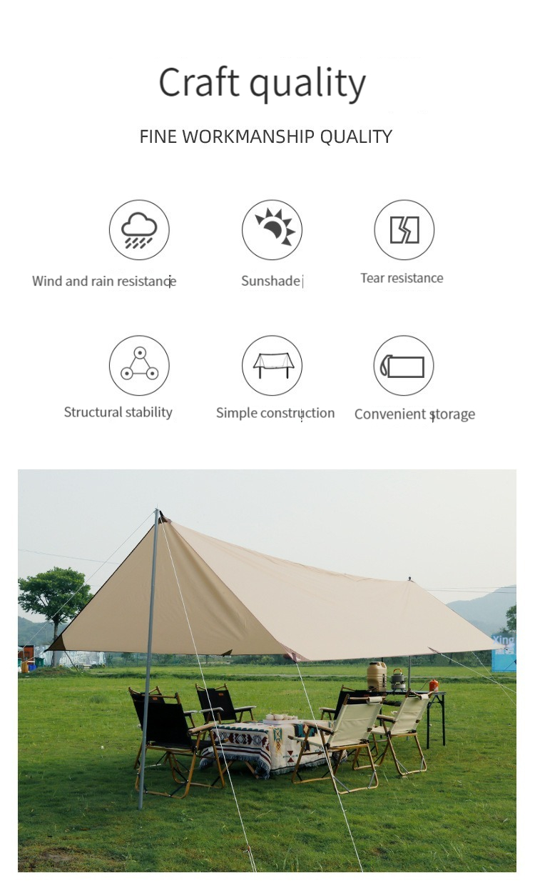 Black Coating Portable Sunscreen Canopy Outdoor Waterproof Teepee ODM 0