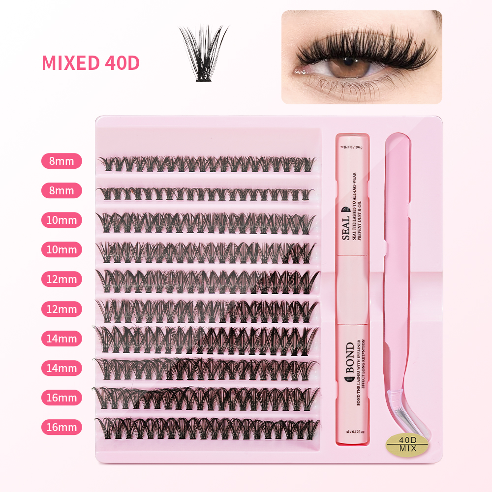 40D - avec colle, scellant et pince à épiler