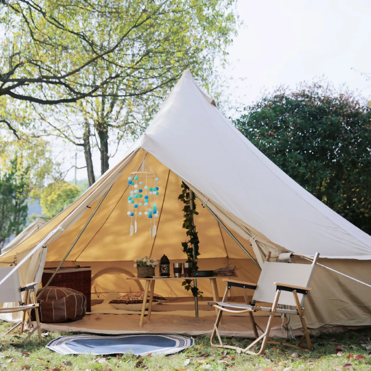 Tienda de campaña grande de Oriente Medio para 6 personas, campana impermeable al aire libre, lona de algodón árabe, carpa para todo tipo de clima con orificio para estufa