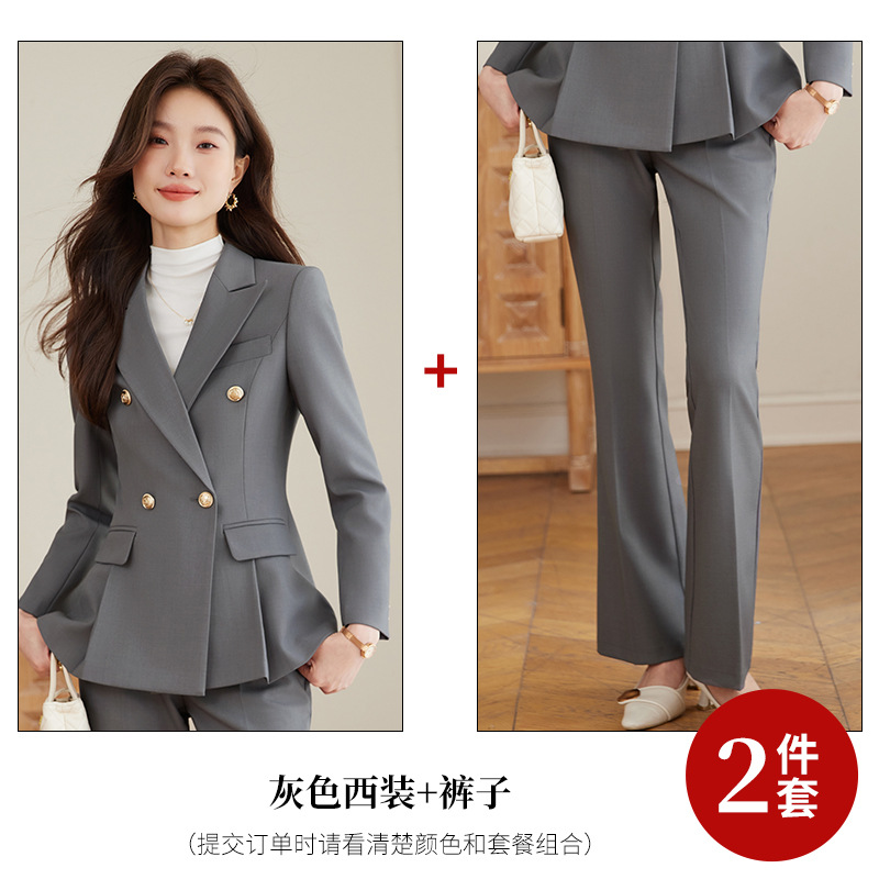 Gray suit with flared trousers