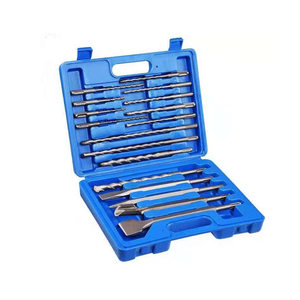 Juego de brocas de punta única, juego de brocas de martillo eléctrico SDS Plus, juego de cinceles de punta de ranura con mango redondo, 17 Uds. - Product Image 1