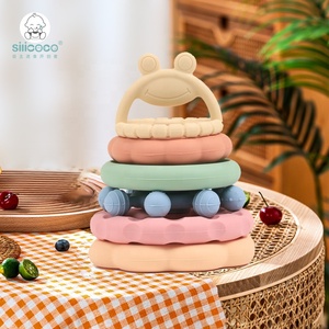Silicoco BPA ücretsiz bebek yapı taşları diş çıkarma kurbağa yüzük silikon istifleme diş kaşıyıcı çocuk eğitim istifleyici istifleme oyuncak - Product Image 4