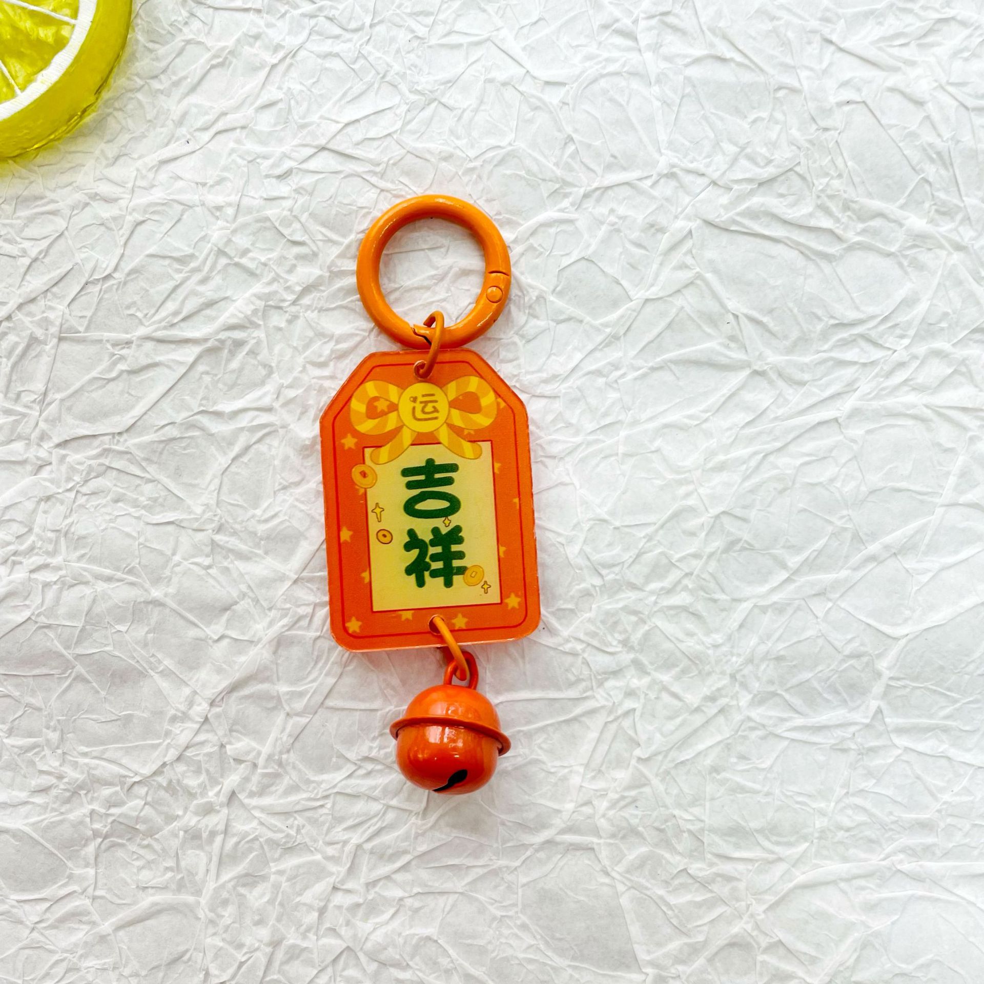 Anillo de resorte naranja auspicioso acrílico 17 campana