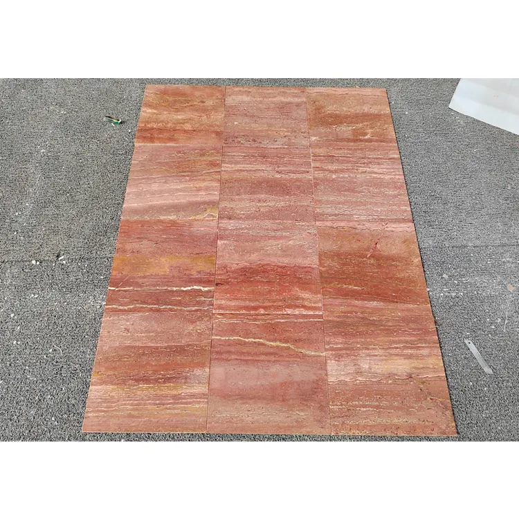 Newstar rouge travertin carrelage sol mur salle de bain marbre pierre naturel poli aiguisé rouge travertin