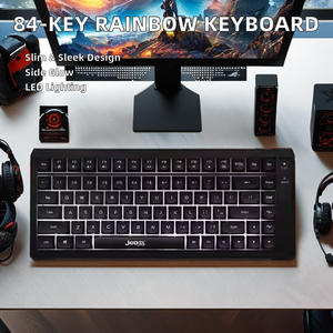 Impresión de seda Rainbow Lighting 84 teclas Teclado para juegos con cable con funciones multimedia FN + Diseño compacto sin llave - Product Image 3
