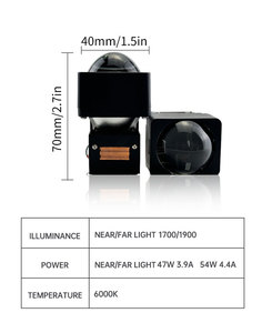 ไฟหน้าเลนส์โปรเจคเตอร์ LED เมทริกซ์ขนาด1.5นิ้วลำแสงสูงสำหรับรถจักรยานยนต์รถยนต์สี6000K มีตัวยึดติดตั้งใหม่รวมอยู่ในชุด - Product Image 6