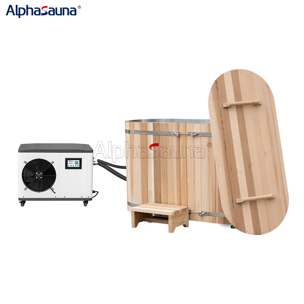 Fodera Mobile in acciaio inossidabile per vasca da bagno con immersione a freddo Mobile in legno per atleti con refrigeratore per opzionale
