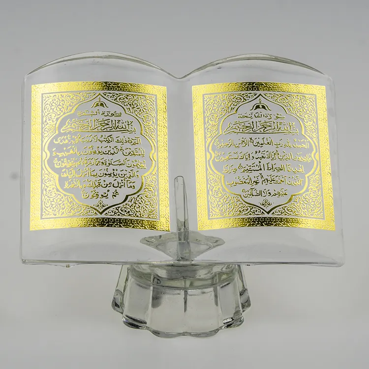 Günstige Großhandel Mini Muslim Geschenke Islamische Kristall Koran benutzer definierte Logo Kristallglas Buch für heilige religiöse Geschenk