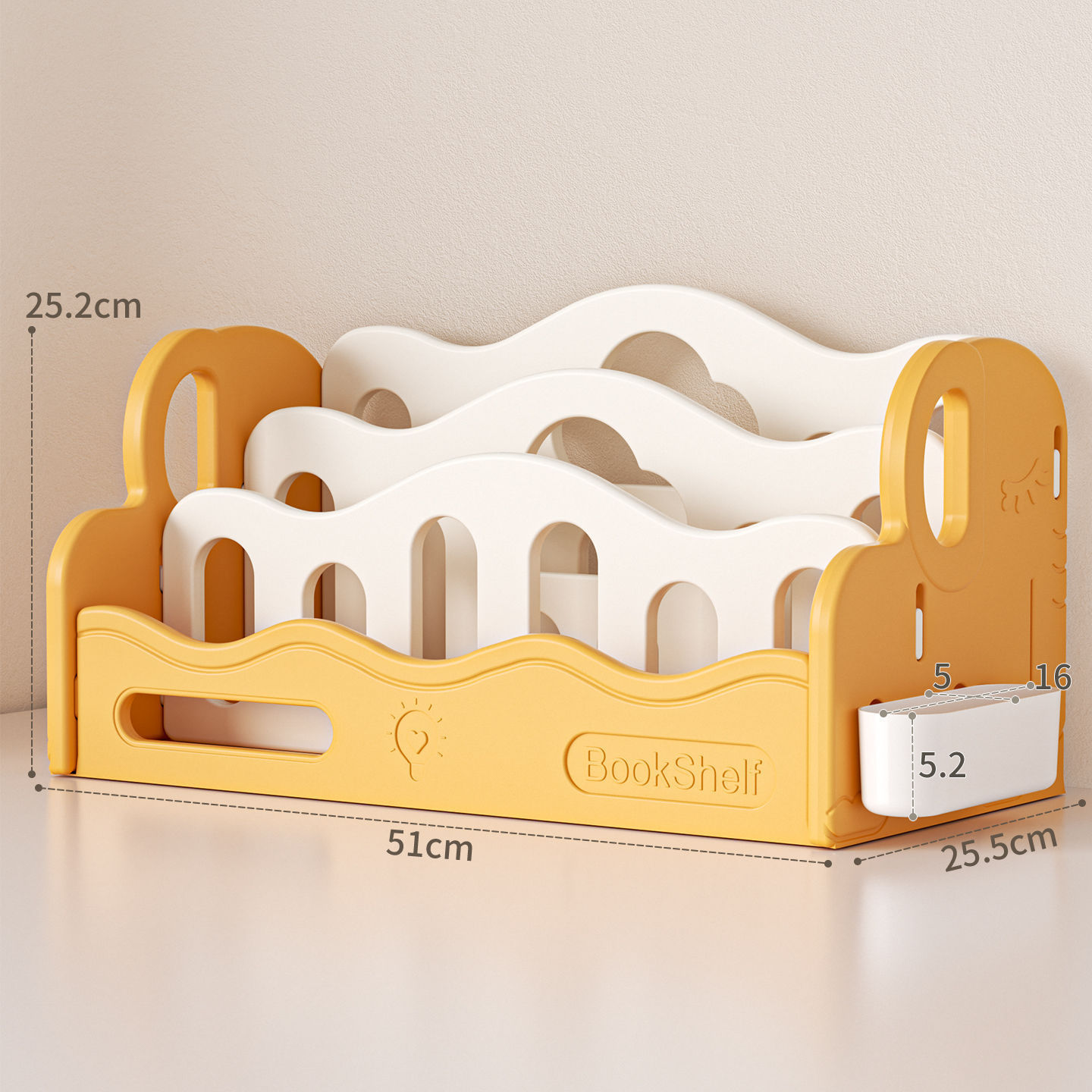 Bibliothèque de bureau éléphant jaune et blanc
