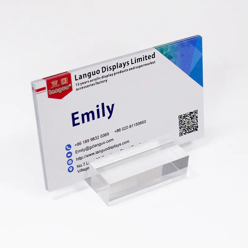 Custom acrylic business name card display holder logo printing name card clear high-end luxury