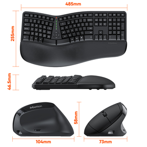 Meetion MT-DirectorC Wiederauf lad bares kabelloses ergonomisches Tastatur-und Maus-Kombination sset in voller Größe mit vier speziellen Funktions tasten - Product Image 6