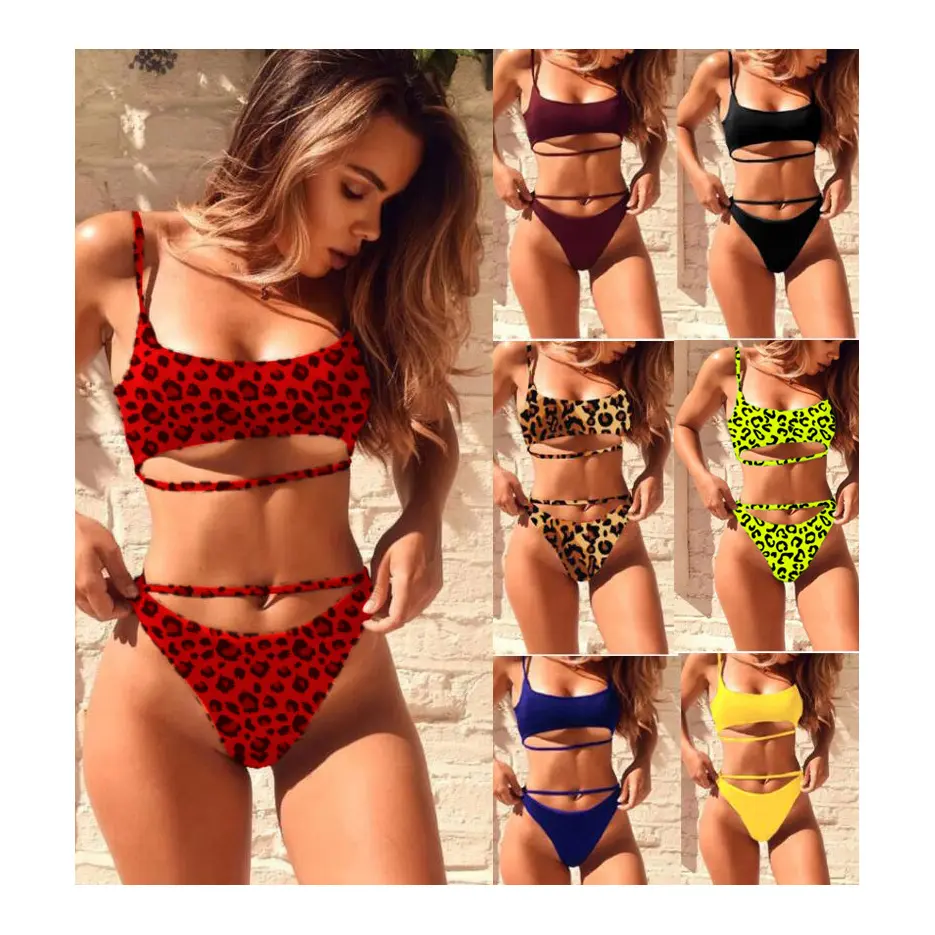 Y0534 sexy da donna sexy con fasciatura divisa costume da bagno sexy da donna bikini nuovo costume da bagno bikini push up tinta unita abito da spiaggia a vita alta