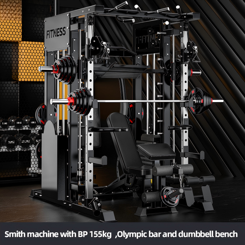 noir - Machine Smith + BP 155 kg + barre + banc