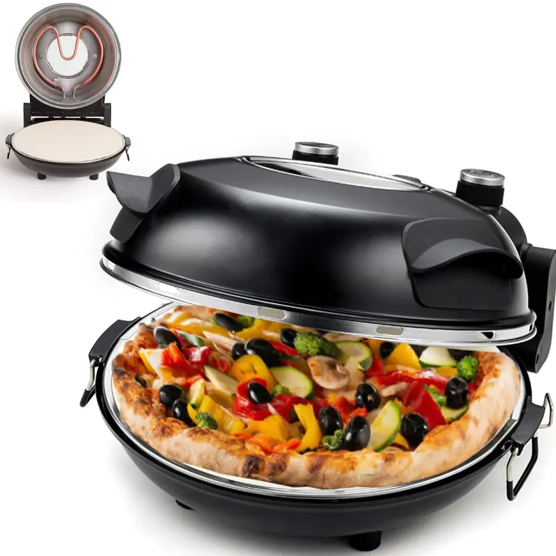 Cocina de Pizza automática con piedra de cerámica, rotulador redondo rápido, horno eléctrico para Pizza