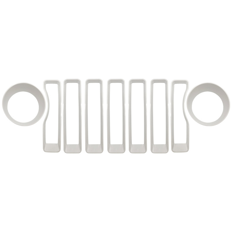 White grille, headlights, and turn signal covers