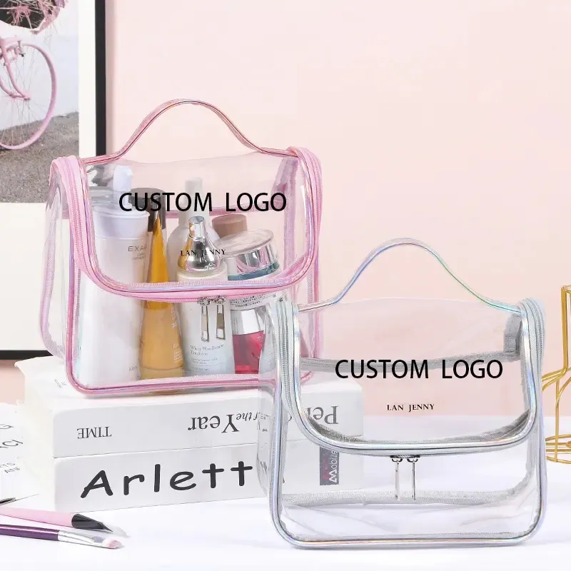 Waterproof Clear Transparent Beauty Travel Toiletry PVC Custom Cosmetic Make Up Makeup Bag for Travel