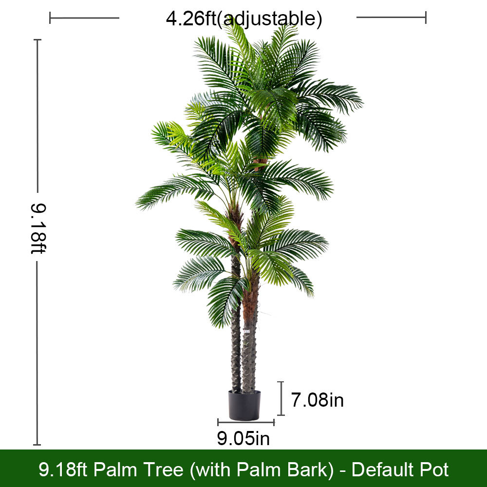 Palmier à écorce naturelle de 280 cm (9,18 pi) avec pot de démarrage lesté