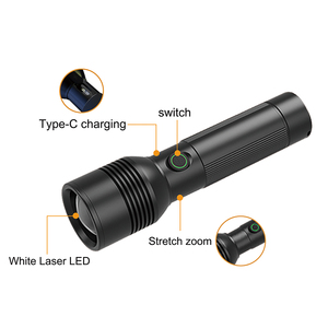 Brightenlux mới 2000 lumens trắng Laser mạnh mẽ không thấm nước Zoomable nhôm có thể sạc lại Led đèn pin <span class=keywords><strong>Torch</strong></span> ánh sáng tầm xa - Product Image 6