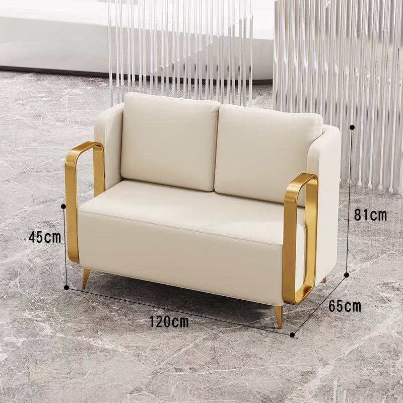 Sofá doble beige y blanco