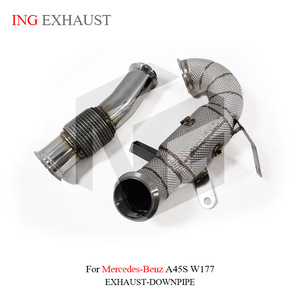 ING egzoz sistemi Mercedes Benz <span class=keywords><strong>AMG</strong></span> için yüksek akış performansı iniş borusu Heat s W177 2.0T 2019 + isı kalkanı yarış borusu ile