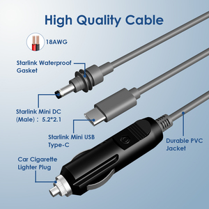 สาย MINI starlink 1/3 usb/ ไฟแช็ก2M 3M 5M ความยาวชาร์จเร็วไนลอน5A PVC Braid - Product Image 3