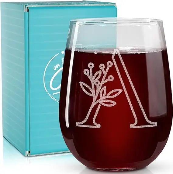 Nuovo rilascio partito senza piombo chiaro cristallo Logo personalizzato personalizzato Stemless bicchiere di vino per vino rosso bianco